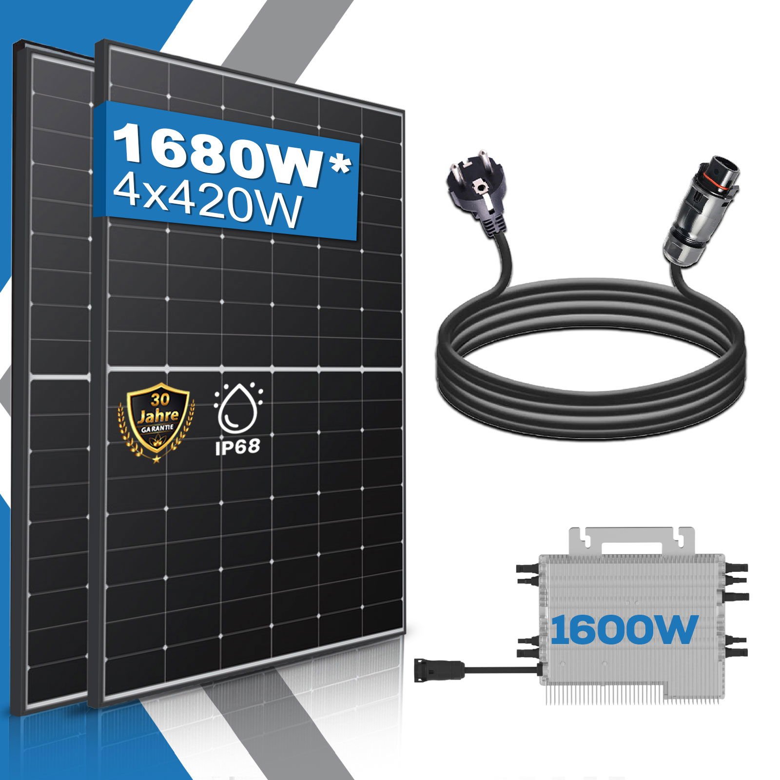 1680W Balkonkraftwerk Set | Deye Wechselrichter 1600W SUN-M200G4-EU-Q0 | Photovoltaik Solaranlage mit Relais