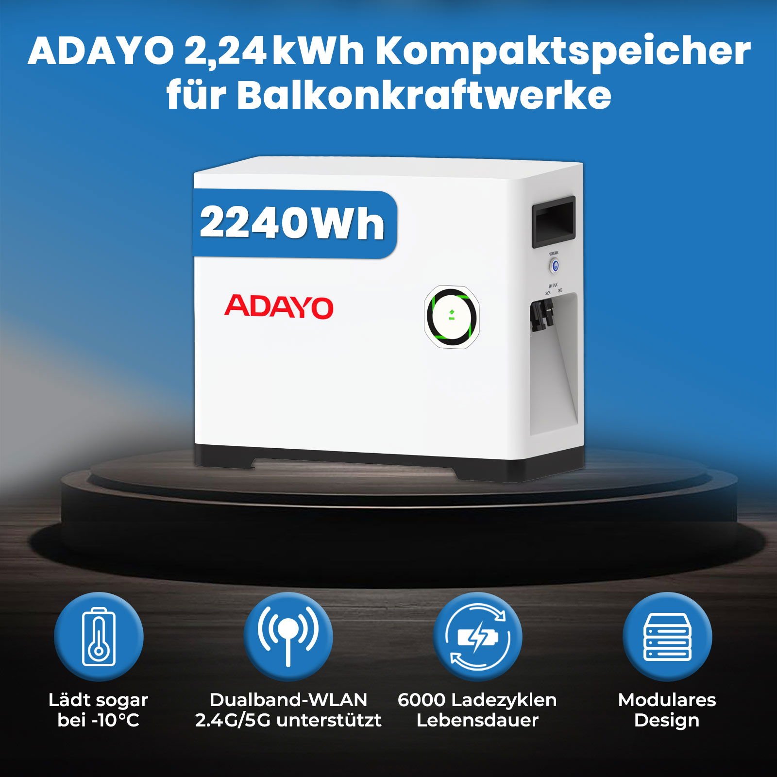 Adayo DA802 - 2,24 kWh Kompaktspeicher für Balkonkraftwerke
