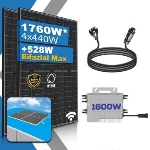 1760W Balkonkraftwerk 1600W Komplettset Photovoltaik Solaranlage mit DEYE 1600W WIFI Wechselrichter und Stockschrauben Montagesystem Mini PV Anlage