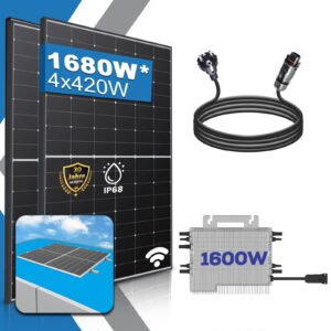 1680W Balkonkraftwerk 1600W Komplettset Photovoltaik Solaranlage mit DEYE 1600W WIFI Wechselrichter und Stockschrauben Montagesystem Mini PV Anlage