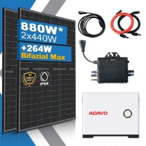 880W/800W Balkonkraftwerk mit Speicher Komplettset 2,24 kWh Adayo DA802 Speicher mit ABSAAR 800W WIFI Wechselrichter Smart Mini Anlage