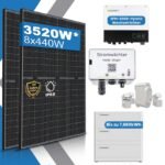 ready2plugin Solaranlage Komplettset mit Speicher 3520W/3000W bis zu 7,68kWh Stromspeicher 3000W Notstromsteckdose | Balkonkraftwerk Photovoltaikanlage mit Smart Stromwächter