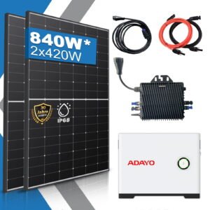 840W/800W Balkonkraftwerk mit Speicher Komplettset 2,24 kWh Adayo DA802 Speicher mit ABSAAR 800W WIFI Wechselrichter Smart Mini Anlage